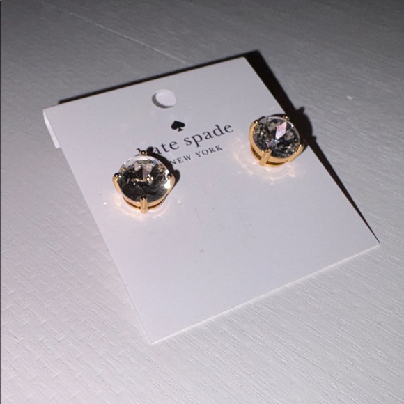 Kate Spade Gold Diamond Stud gumdrop earrings NWT - Picture 7 of 8